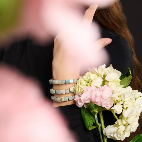 Amazonie | Argent | Bracelet macramé caillou pierre gemme